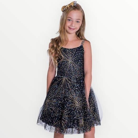 Zoe Ltd Black Dress with Gold Starburst